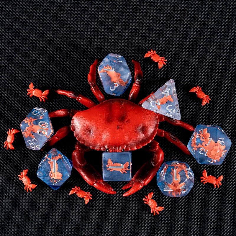 weyano Crab DND Animal Resin D&D Dice Set, 7pcs Polyhedral Dice (D4, D6, D8, D10, D12, D20, D%) for Dungeons and Dragons, RPG, MTG, Role Playing Games for Ages 15 and Up - Image 2